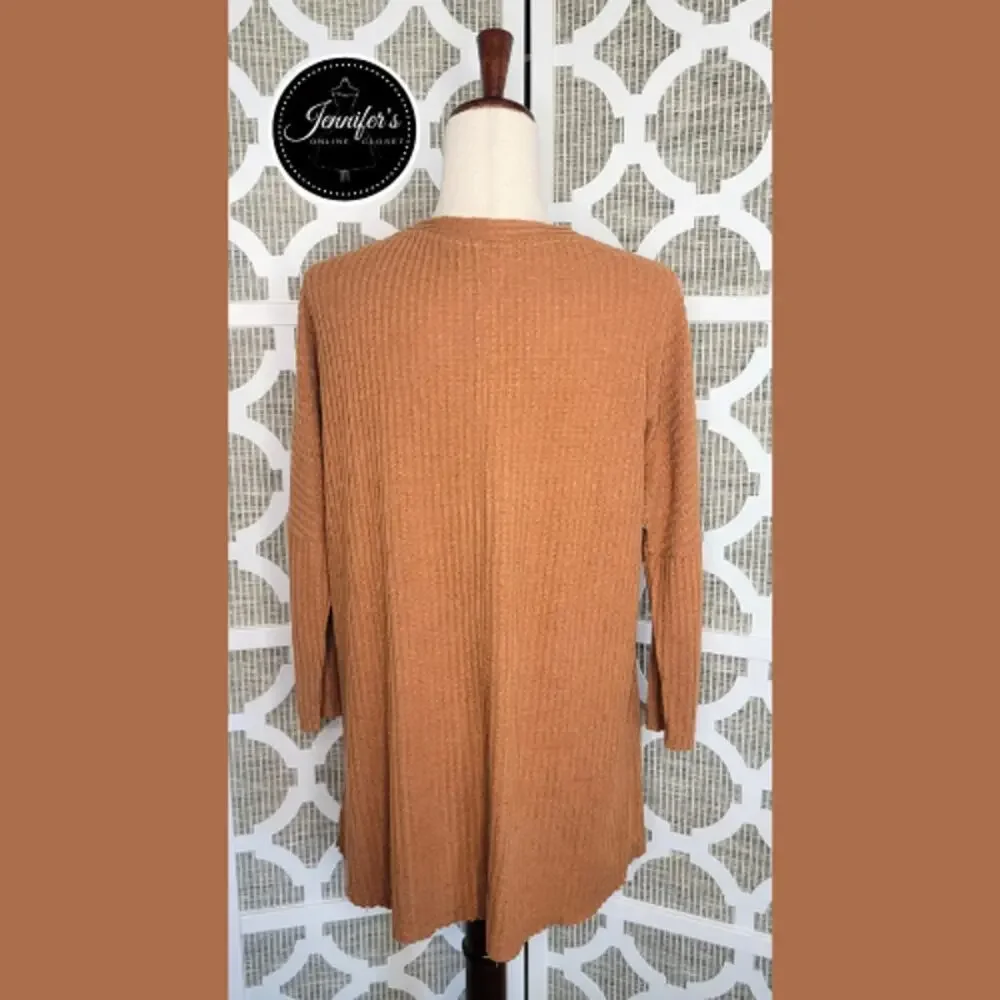 Natural Reflections Rust Basket Weave Raglan Sleeve Lightweight Sweater Size M
